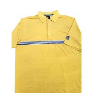 FootJoy FJ Mens Large polo shirt yellow Stripe embroidery on sleeve
